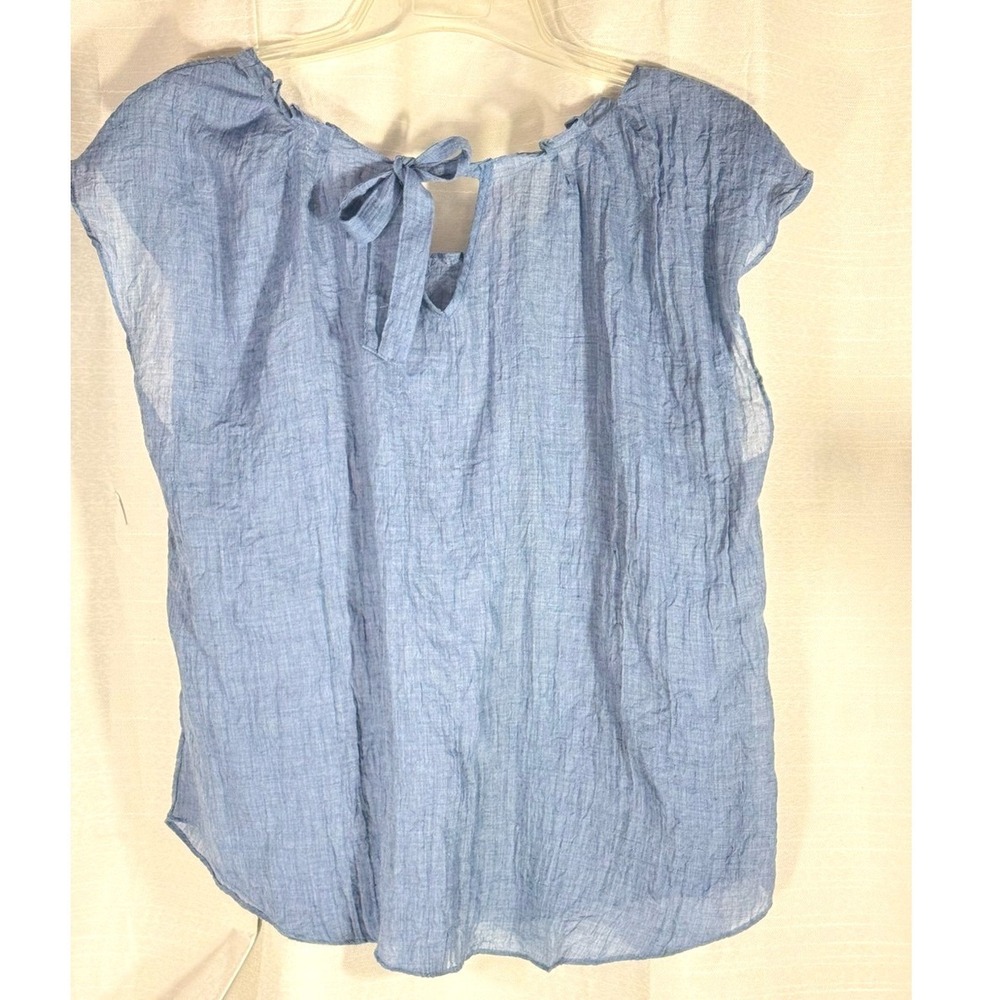 Laure Conrad light Blue Women's gauze Peasant Blouse size XXL tie back - Picture 2 of 5